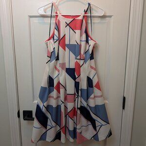Vince Camuto Abstract Scuba Style Fit and Flare Cocktail Dress
